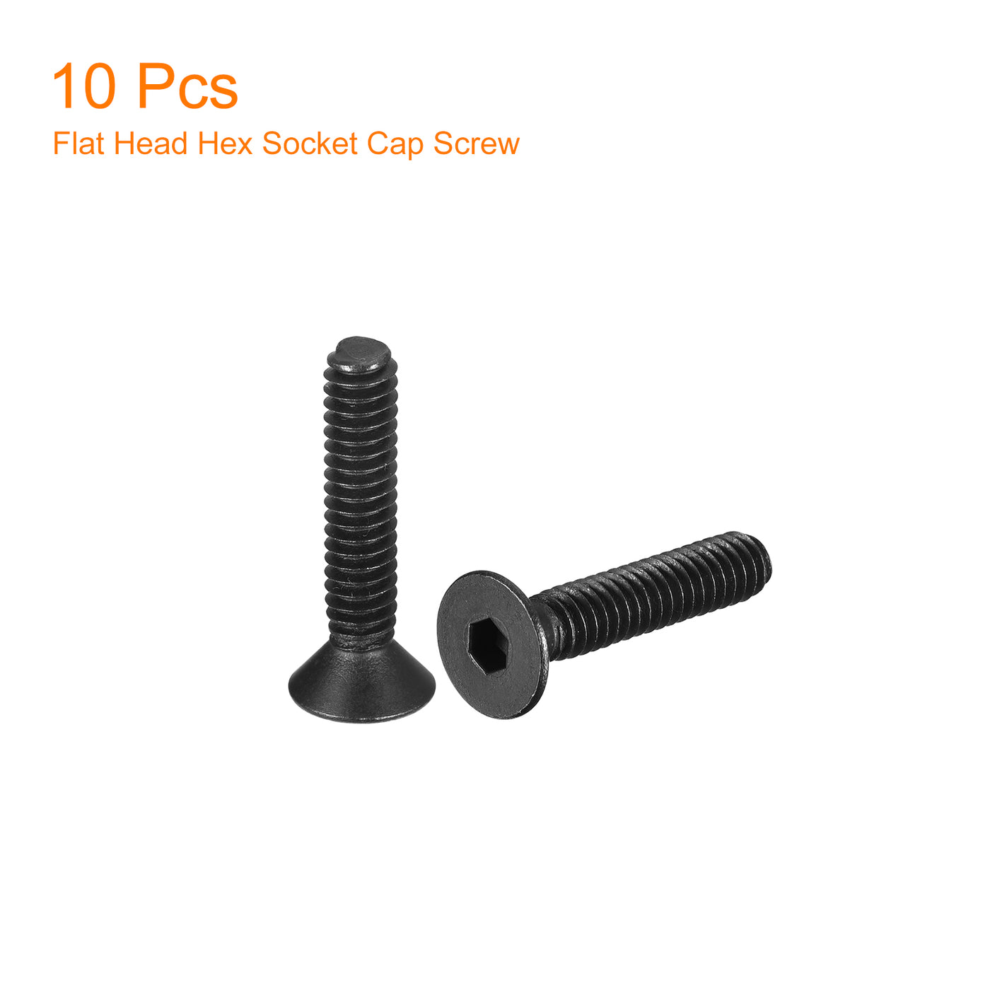 uxcell Uxcell #6-32x3/4" Flat Head Socket Cap Screws, 10.9 Grade Carbon, Black, 10pcs