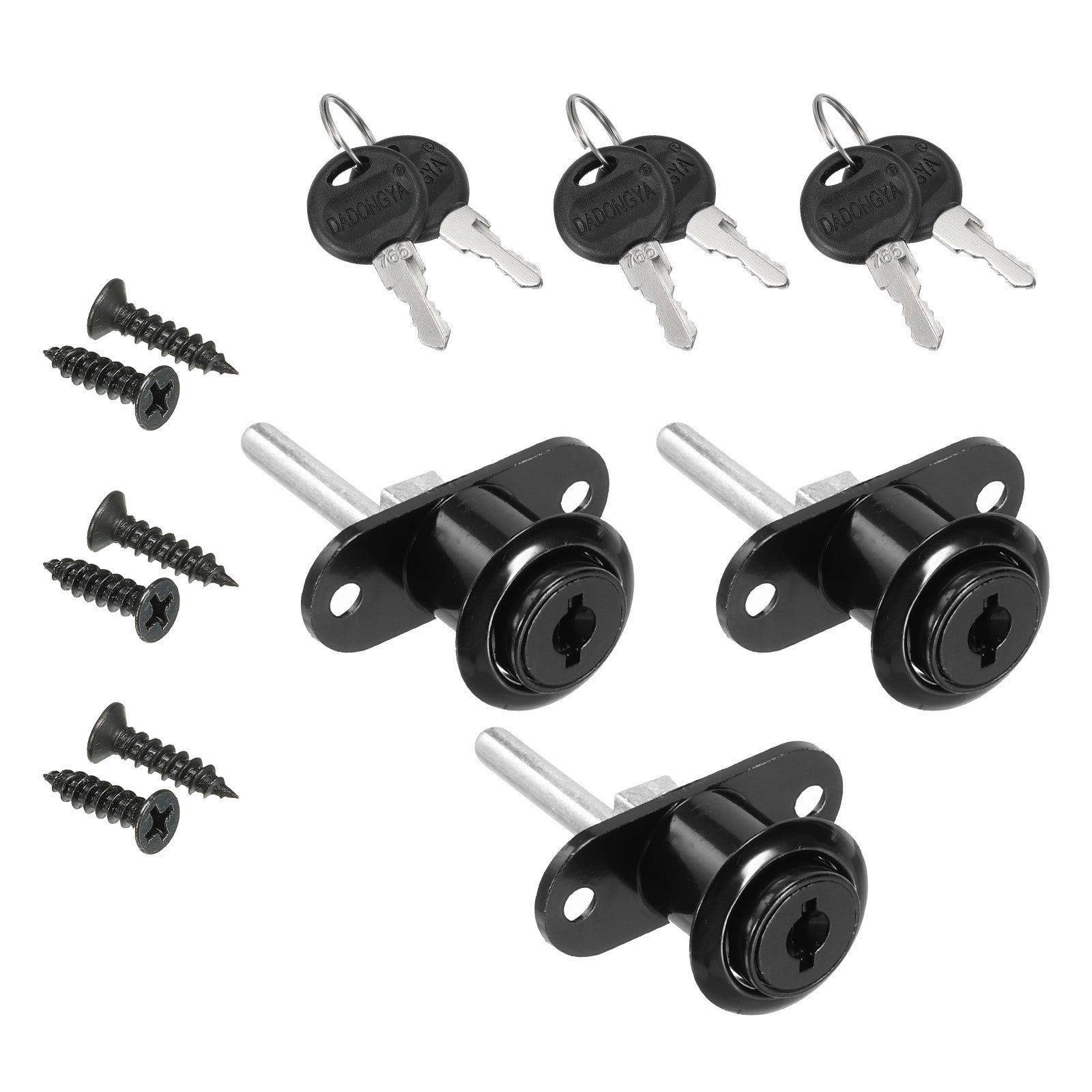 16mm Drawer Locks with Keys, 3 Pack Zinc Alloy Office Drawer Lock Keyed ...
