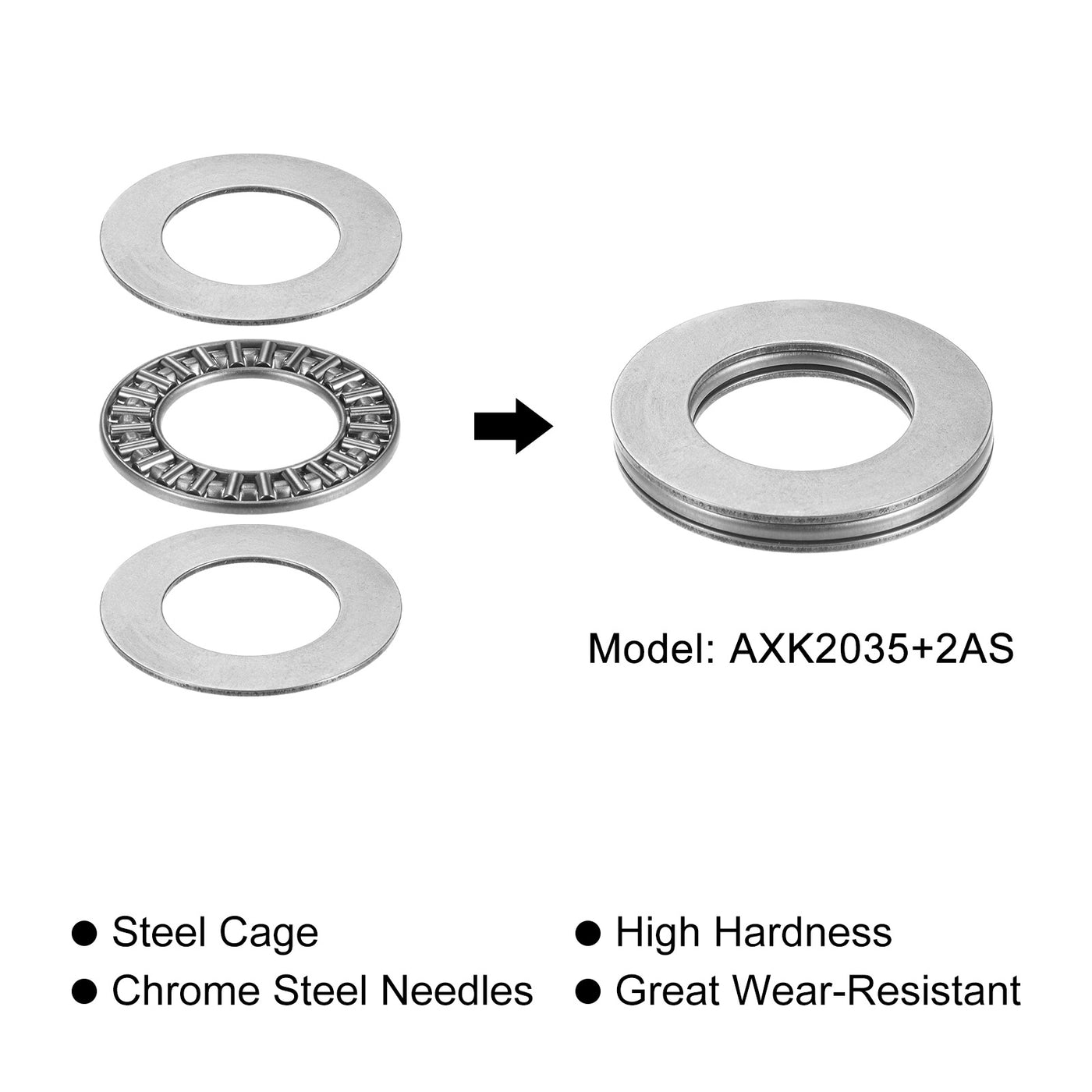 uxcell Uxcell AXK2035 Thrust Needle Roller Bearings 20x35x2mm with AS2035 Washers 20pcs