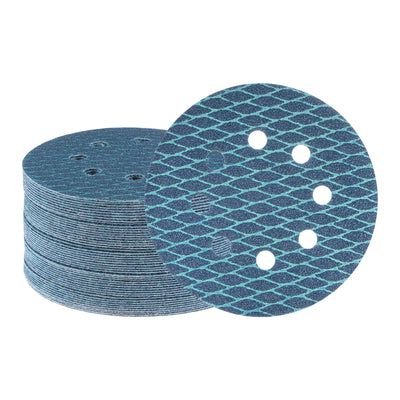 Harfington 50pcs Diamond Shape Sanding Discs 5" 80 Grit Hook & Loop Rhomb Sandpaper 8 Holes
