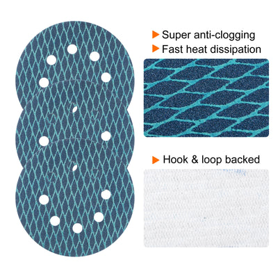 Harfington 50pcs Diamond Shape Sanding Discs 5" 100 Grit Hook & Loop Rhomb Sandpaper 8 Hole