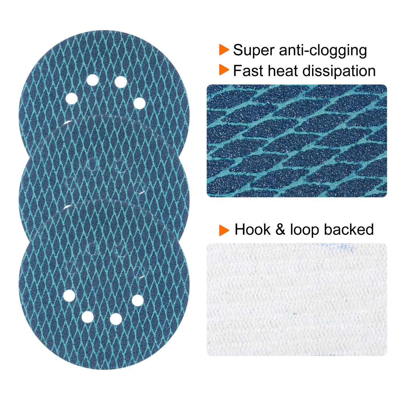 Harfington 50pcs Diamond Shape Sanding Discs 6" 60 Grit Hook & Loop Rhomb Sandpaper 8 Holes