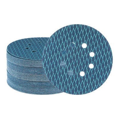 Harfington 50pcs Diamond Shape Sanding Discs 6" 60 Grit Hook & Loop Rhomb Sandpaper 8 Holes