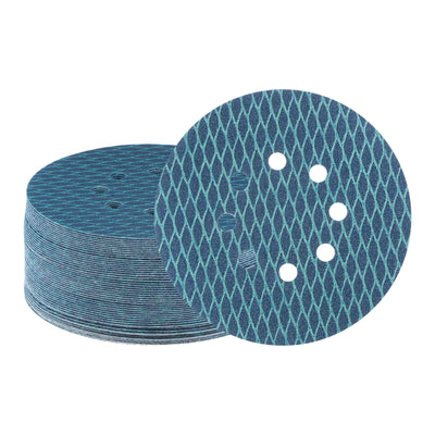 Harfington 50pcs Diamond Shape Sanding Discs 6" 120 Grit Hook & Loop Rhomb Sandpaper 8 Hole