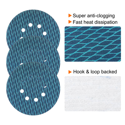 Harfington 50pcs Diamond Shape Sanding Discs 6" 150 Grit Hook & Loop Rhomb Sandpaper 8 Hole