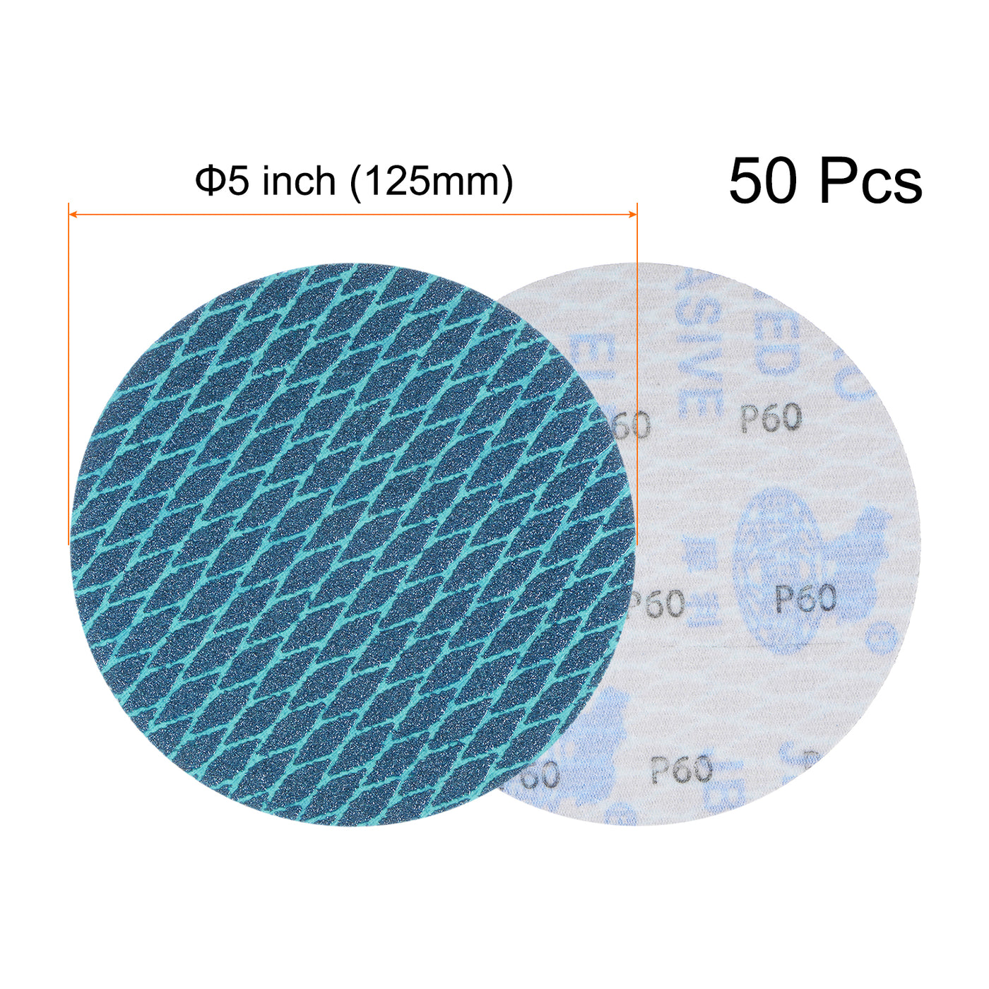 Harfington 50pcs Diamond Shape Sanding Discs 5 Inch 60 Grit Hook & Loop Rhomb Sandpaper