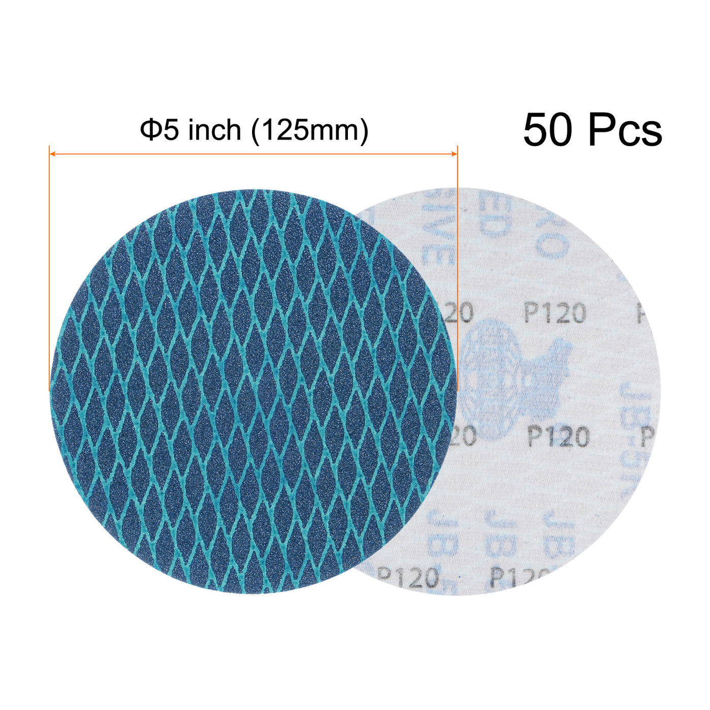 Harfington 50pcs Diamond Shape Sanding Discs 5 Inch 120 Grit Hook & Loop Rhomb Sandpaper