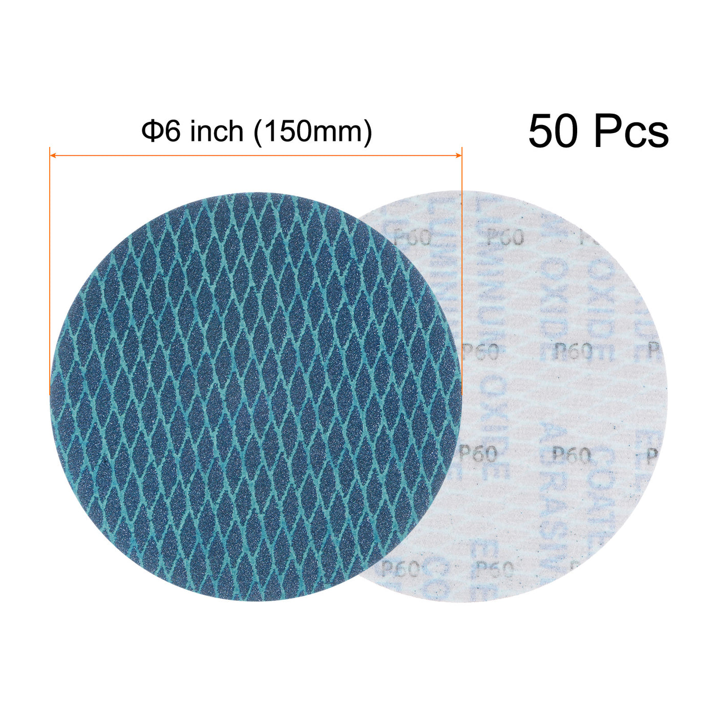 Harfington 50pcs Diamond Shape Sanding Discs 6 Inch 60 Grit Hook & Loop Rhomb Sandpaper