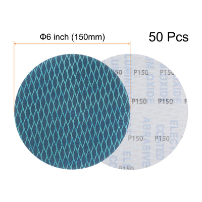 Harfington 50pcs Diamond Shape Sanding Discs 6 Inch 150 Grit Hook & Loop Rhomb Sandpaper