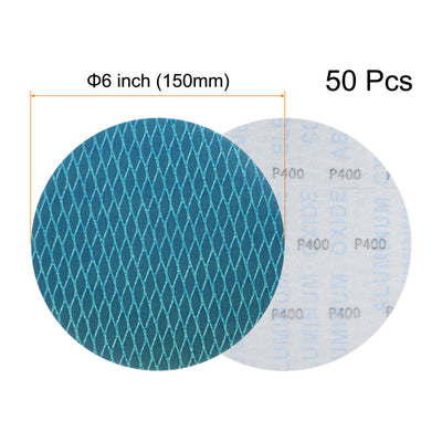 Harfington 50pcs Diamond Shape Sanding Discs 6 Inch 400 Grit Hook & Loop Rhomb Sandpaper