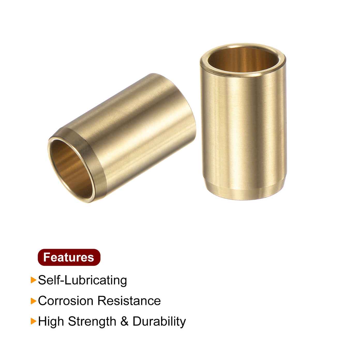 Harfington 2pcs Sleeve Bearings 1/2"x5/8"x1" Wrapped Oilless Bushings Brass Alloy