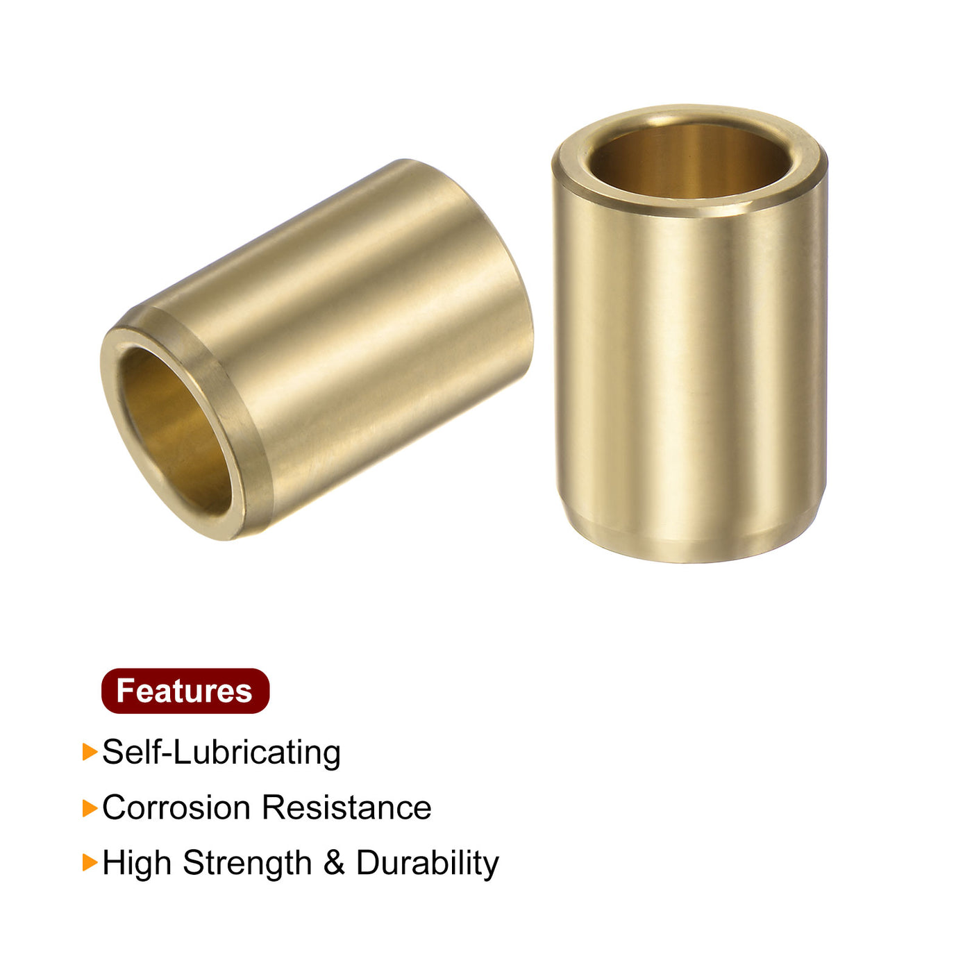 Harfington 2pcs Sleeve Bearings 5/8"x7/8"x1-1/4" Wrapped Oilless Bushings Brass Alloy