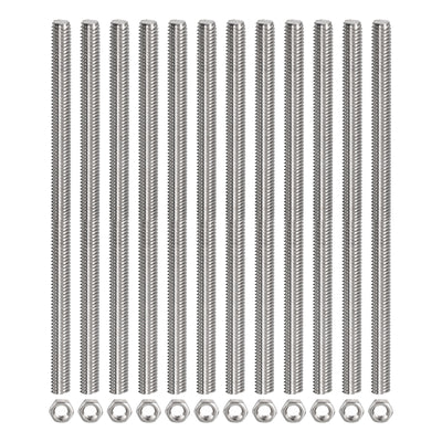 Harfington 12Pack M6 x 200mm Fully Threaded Rod W 12Pack Hex Nuts, 1mm Thread Pitch