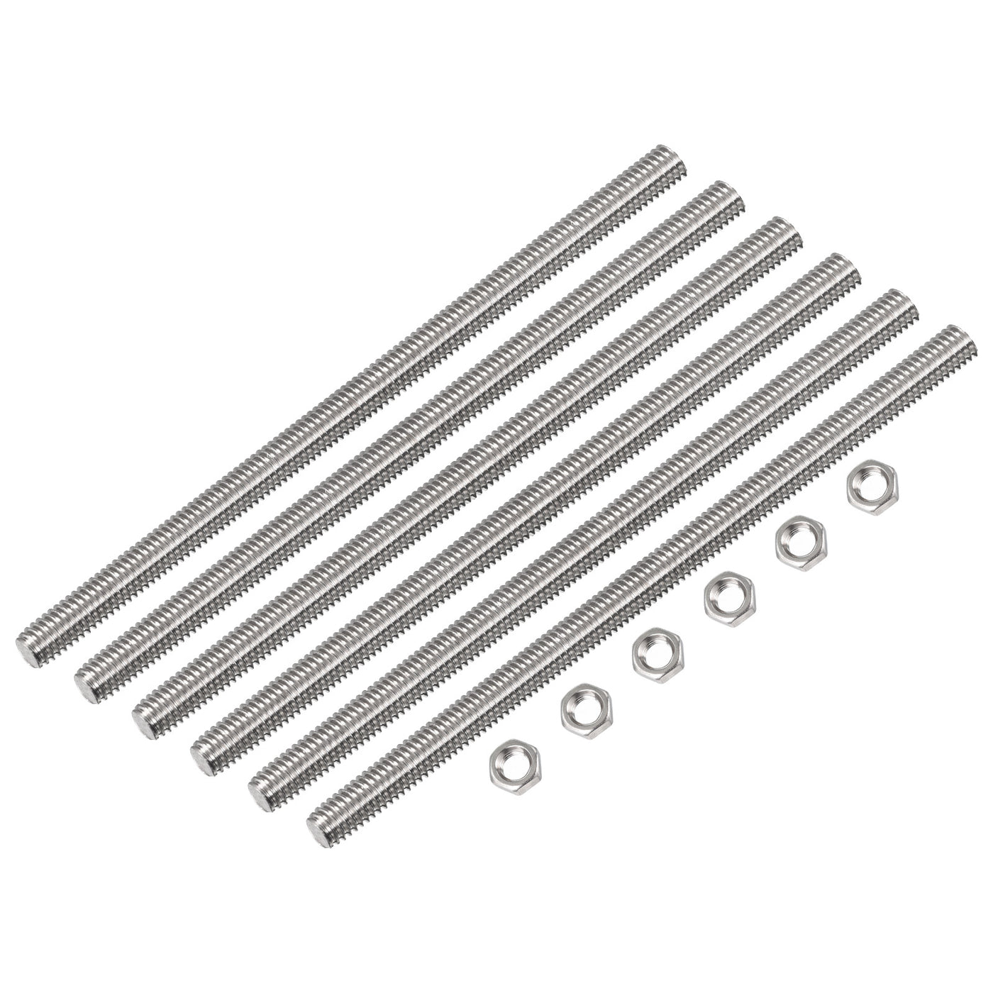 Harfington 6Pack M6 x 300mm Fully Threaded Rod W 6Pack Hex Nuts, 1mm Thread Pitch