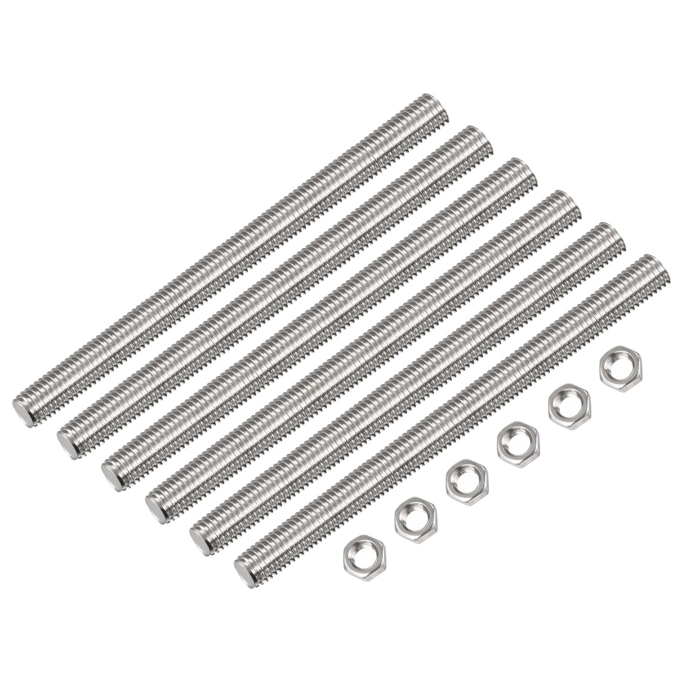 Harfington 6Pack M14 x 300mm Fully Threaded Rod W 6Pack Hex Nuts, 2mm Thread Pitch