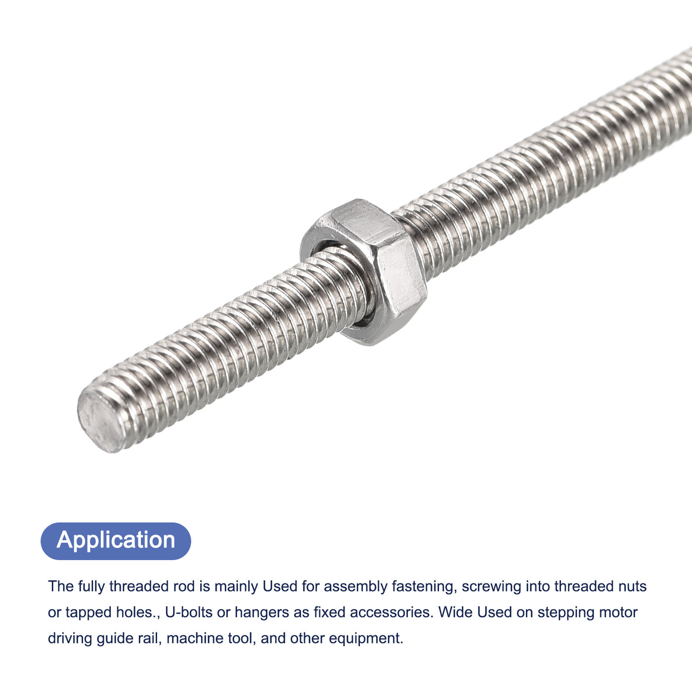 Harfington 15Pack M4 x 300mm Fully Threaded Rod W 15Pack Hex Nuts, 0.7mm Thread Pitch