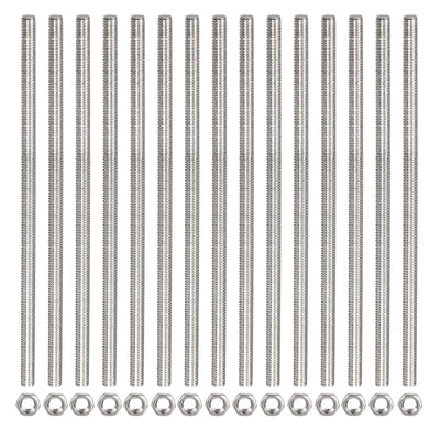 Harfington 15Pack M3 x 300mm Fully Threaded Rod W 15Pack Hex Nuts, 0.5mm Thread Pitch