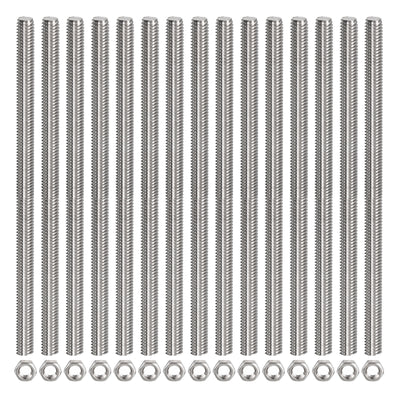 Harfington 15Pack M6 x 300mm Fully Threaded Rod W 15Pack Hex Nuts, 1mm Thread Pitch