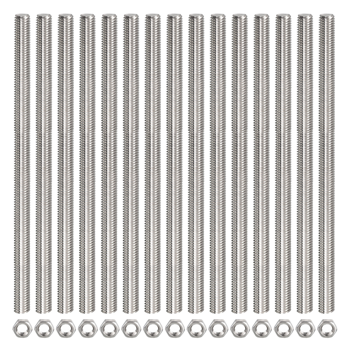 Harfington 15Pack M8 x 300mm Fully Threaded Rod W 15Pack Hex Nuts, 1.25mm Thread Pitch