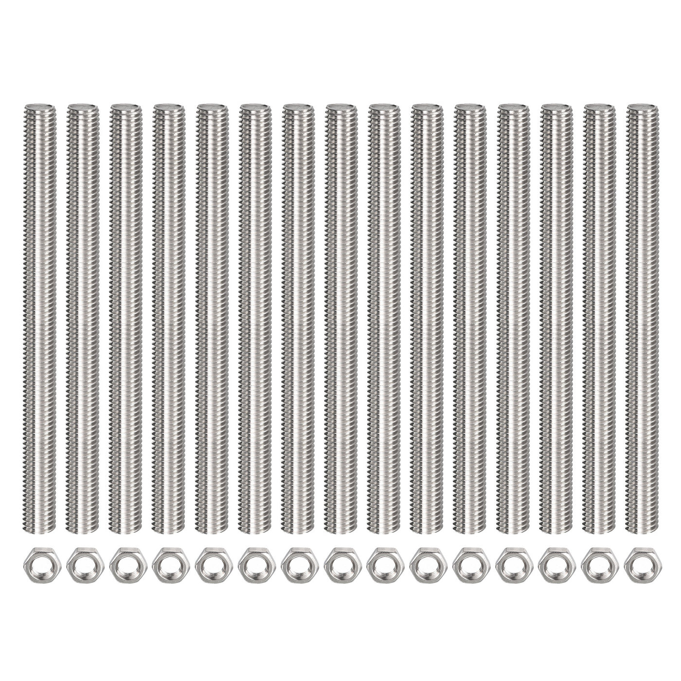 Harfington 15Pack M10 x 300mm Fully Threaded Rod W 15Pack Hex Nuts, 1.5mm Thread Pitch