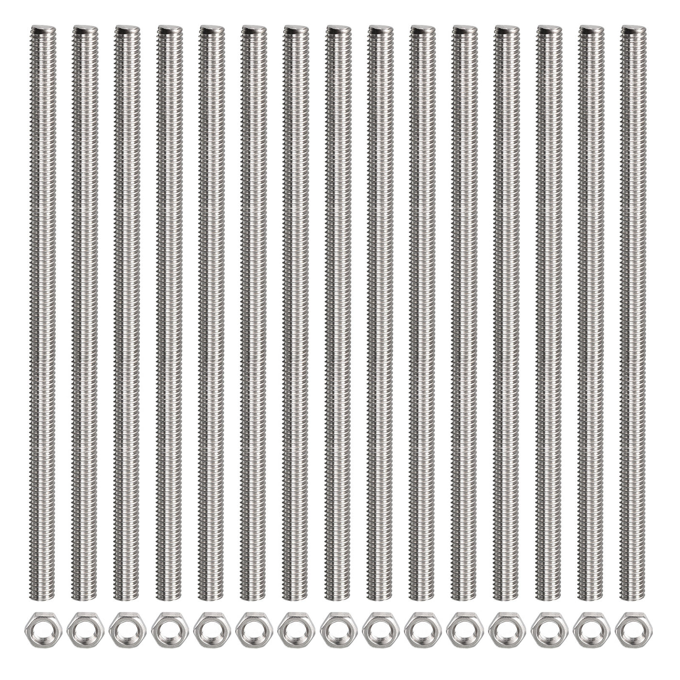Harfington 15Pack M5 x 400mm Fully Threaded Rod W 15Pack Hex Nuts, 0.8mm Thread Pitch