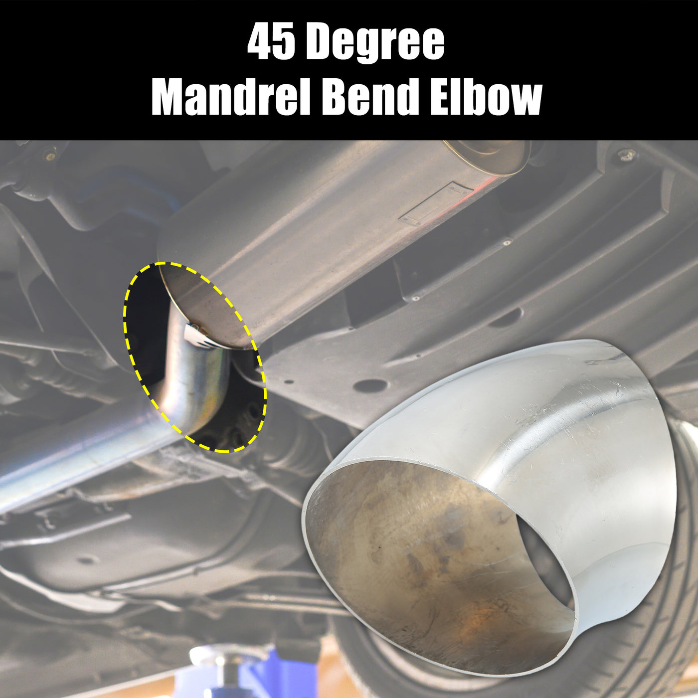 X AUTOHAUX OD 4" 45 Degree Mandrel Bend Exhaust Elbow Pipe SS304 Stainless Steel Bend Tube 16GA /.060" Wall Thickness Exhaust Piping for Car Exhaust Pipe Elbow Modified 1pcs