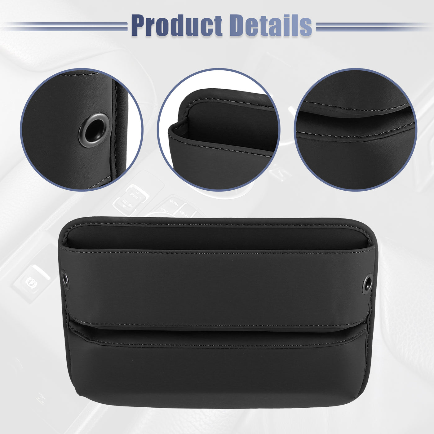 ACROPIX PU Leather Car Seat Gap Filler Multi-function Car Seat Organizer Console Side Pocket Storage Box - Pack of 1