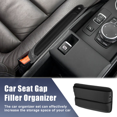 Harfington PU Leather Car Seat Gap Filler Multi-function Car Seat Organizer Console Side Pocket Storage Box - Pack of 2
