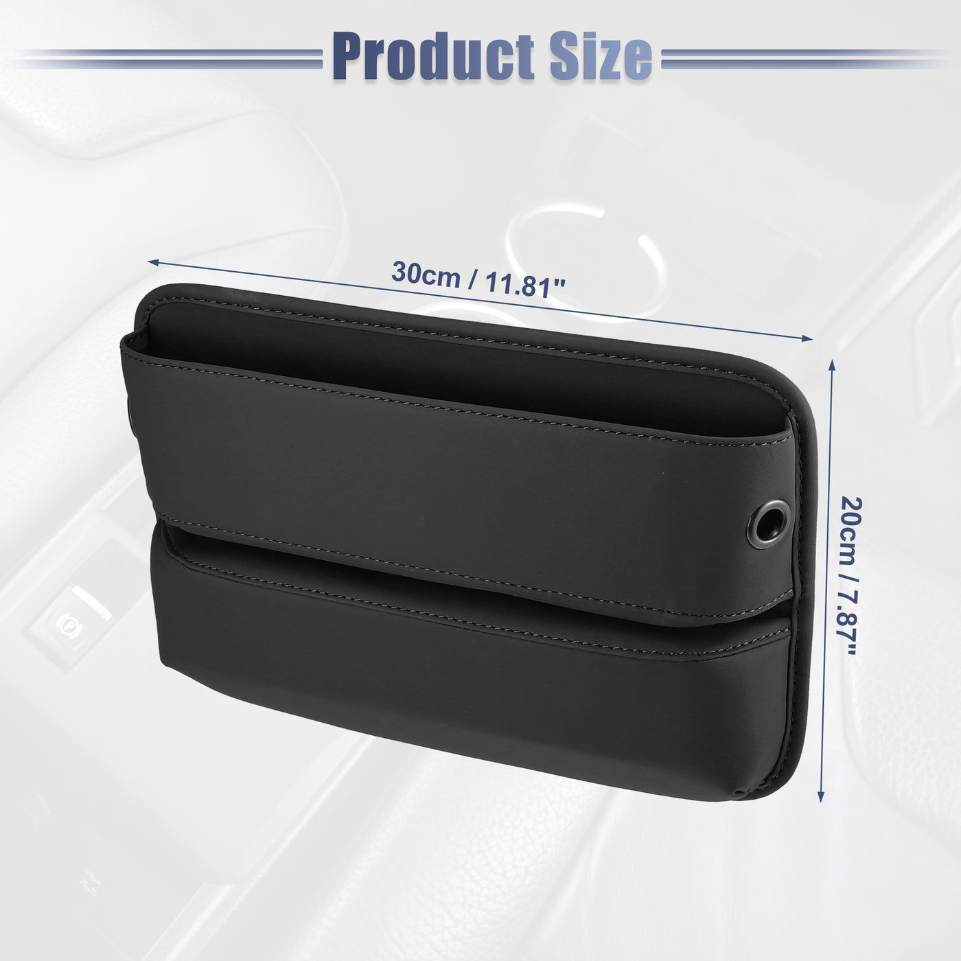 ACROPIX PU Leather Car Seat Gap Filler Multi-function Car Seat Organizer Console Side Pocket Storage Box - Pack of 2
