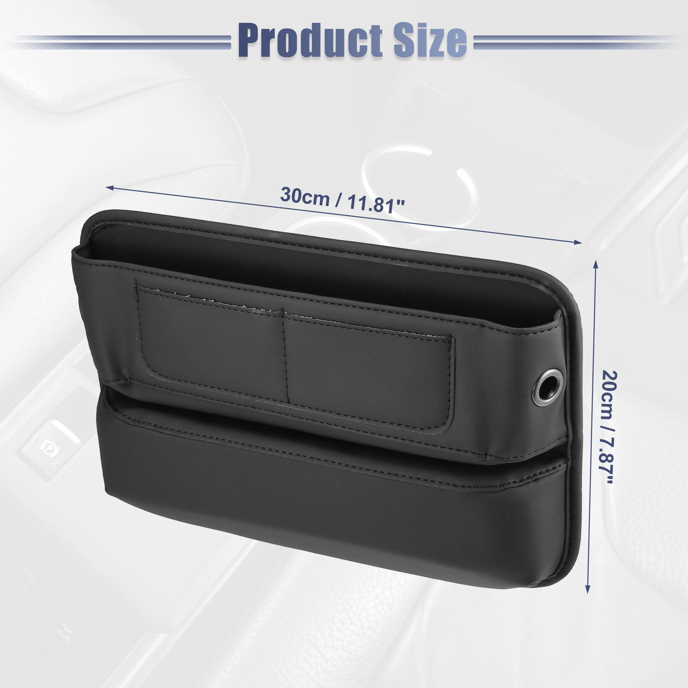 ACROPIX Black PU Leather Car Seat Gap Filler Multiple Pockets Car Seat Organizer Console Side Pocket Storage Box - Pack of 2