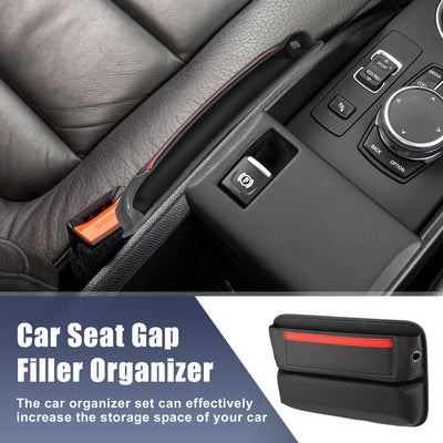 Harfington PU Leather Car Seat Gap Filler Multiple Pockets Car Seat Organizer Console Side Pocket Storage Box - Pack of 2