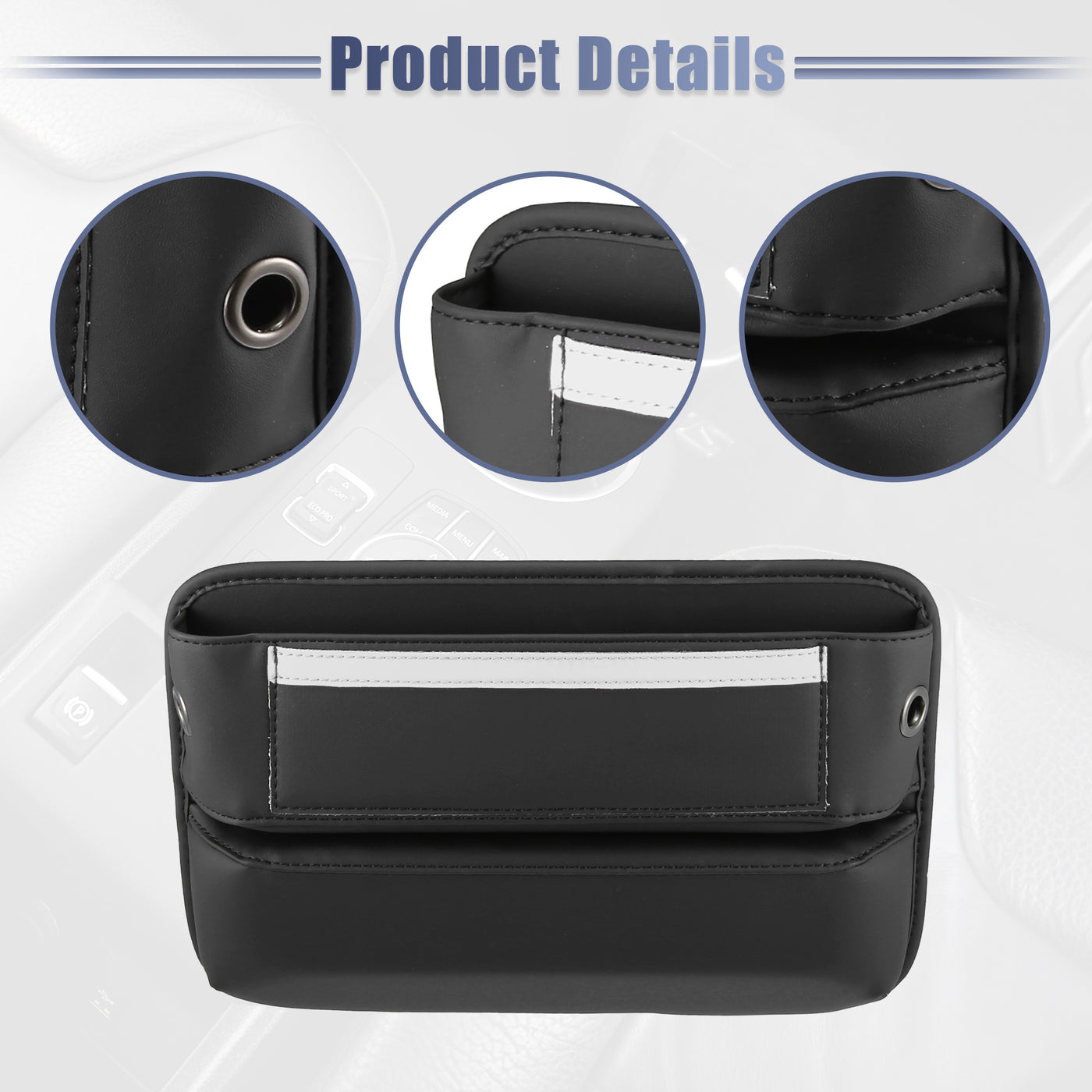 ACROPIX PU Leather Car Seat Gap Filler Multiple Pockets Car Seat Organizer Console Side Pocket Storage Box - Pack of 2