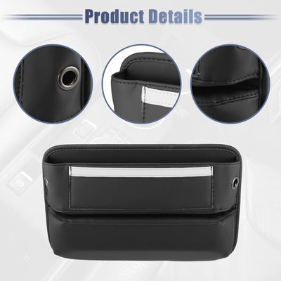 Harfington PU Leather Car Seat Gap Filler Multiple Pockets Car Seat Organizer Console Side Pocket Storage Box - Pack of 2