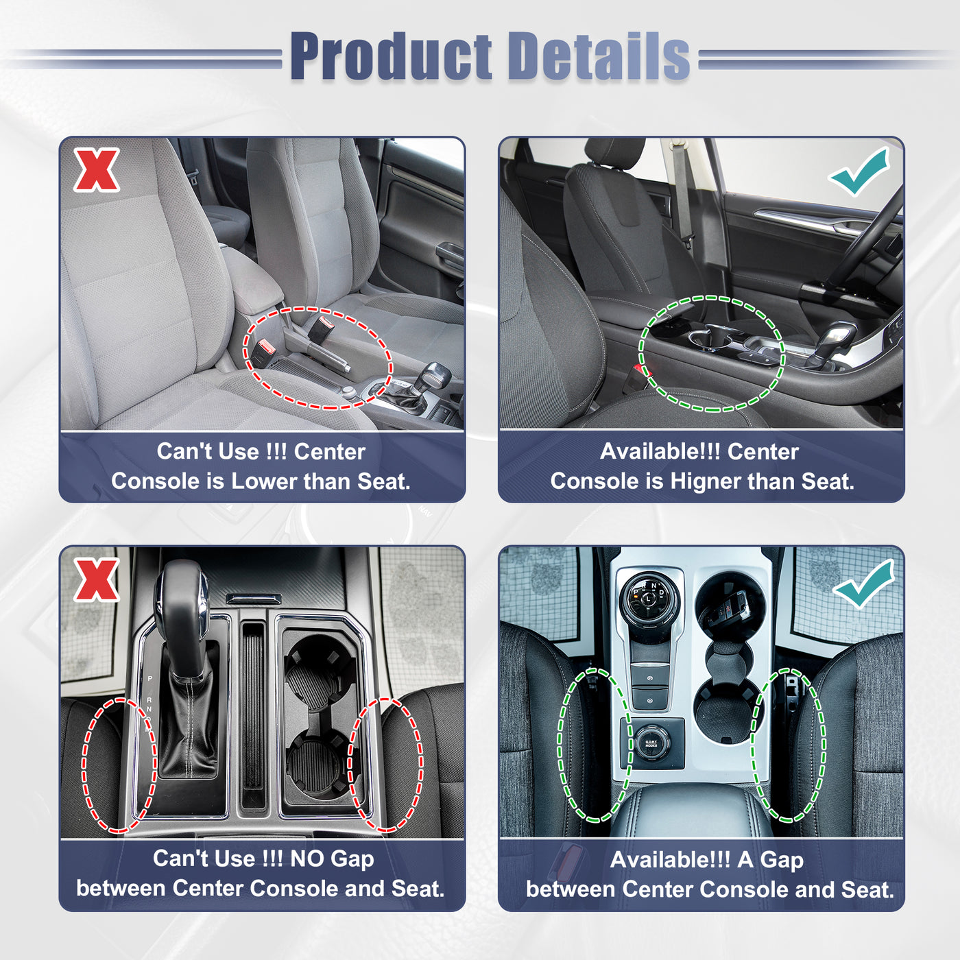ACROPIX PU Leather Car Seat Gap Filler Car Seat Organizer Console Side Pocket Storage Box - Pack of 1