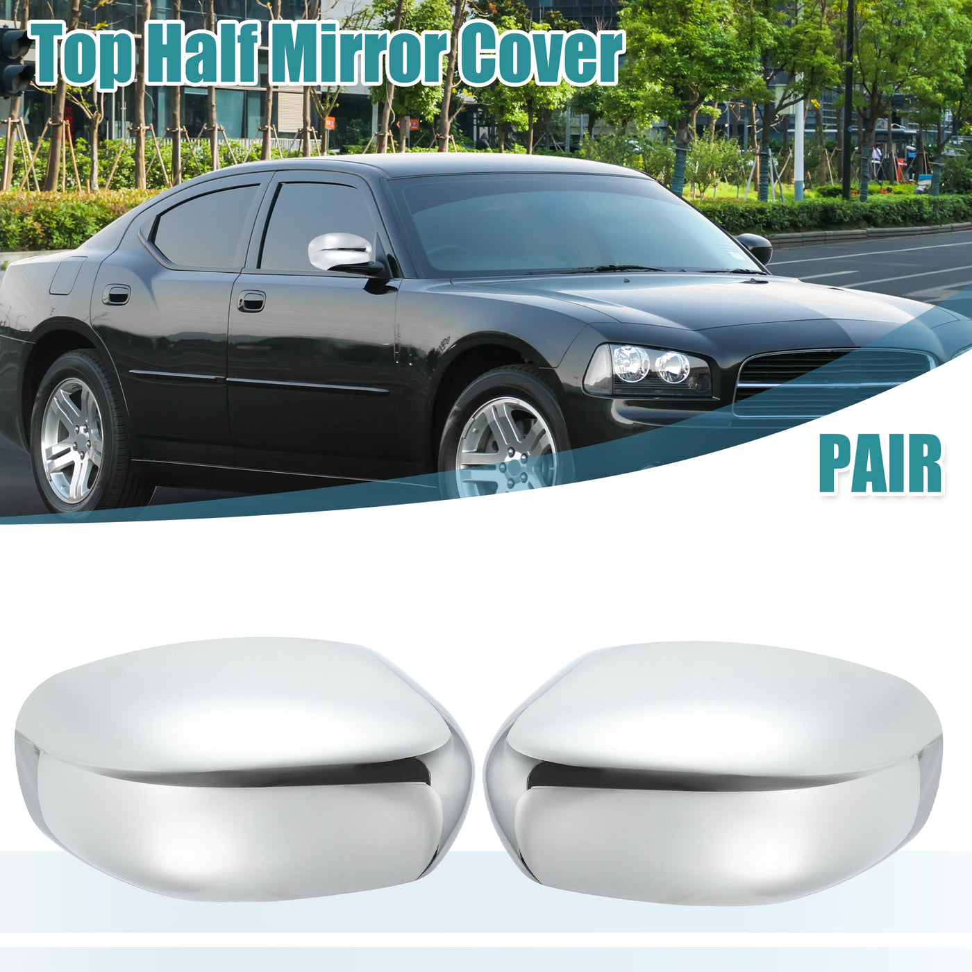 uxcell Uxcell 1 Pair Left Right Chrome Plated Full Mirror Cover for Dodge Charger 2006-2010 for Chrysler 300/300C 2005-2010 for Dodge Magnum 2005-2008