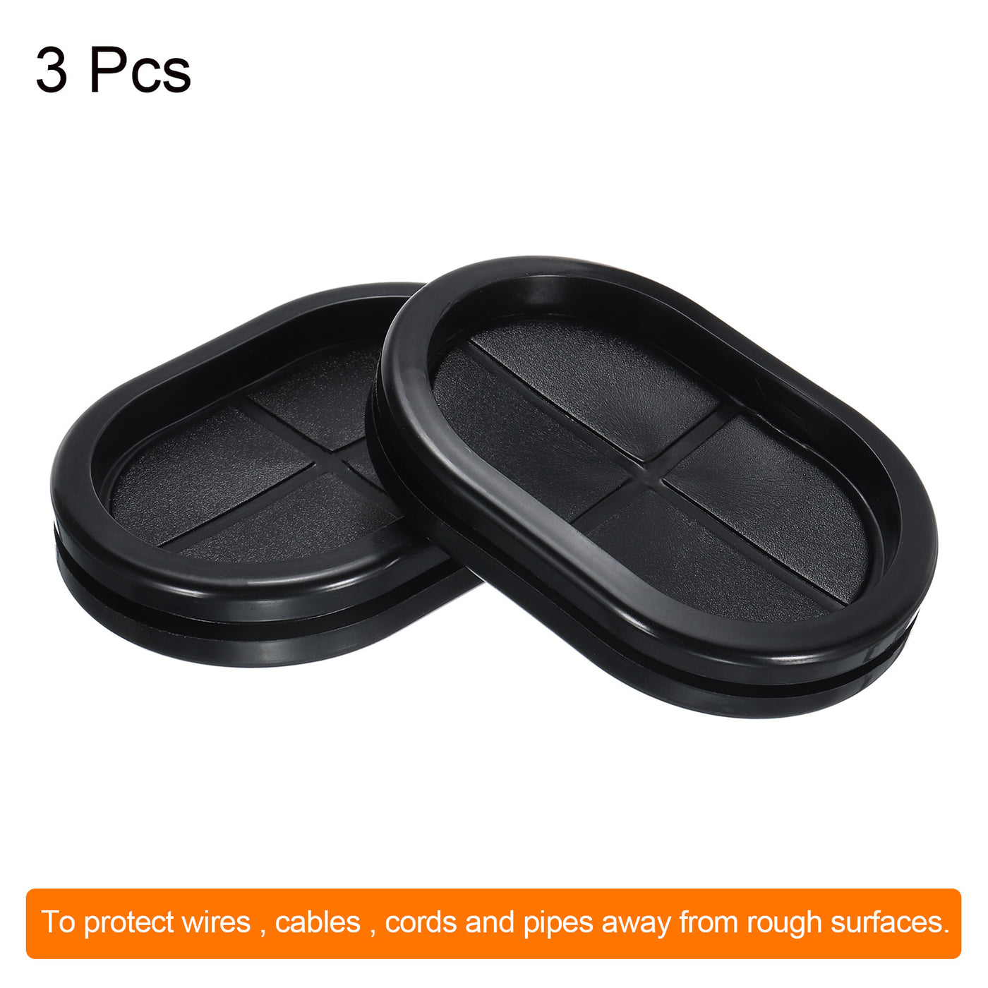 Harfington Rubber Grommet Mount Size 75 x 50 mm Oval Double-Sided for Wire Protection 3pcs