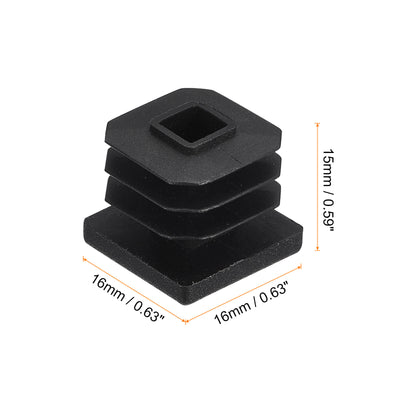 Harfington Uxcell 8Pcs 16mmx16mm(0.63inch) Plastic Tubing Plug Square Post End Caps Black