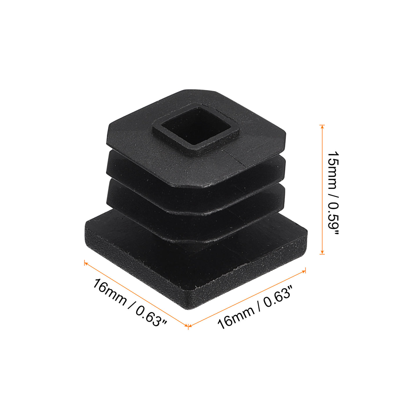 uxcell Uxcell 4Pcs 16mmx16mm(0.63inch) Plastic Tubing Plug Square Post End Caps Black