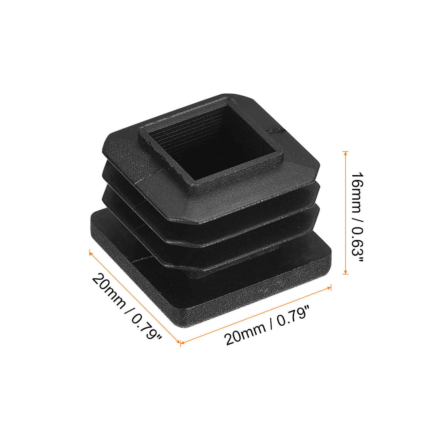 uxcell Uxcell 30Pcs 20mmx20mm(0.79inch) Plastic Tubing Plug Square Post End Caps Black