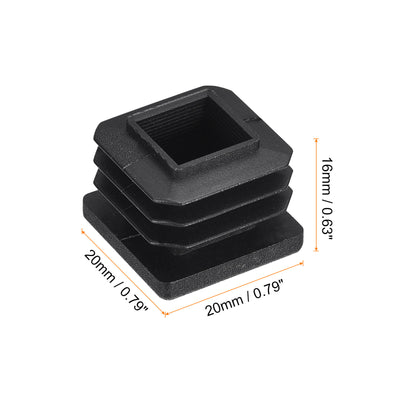 Harfington Uxcell 30Pcs 20mmx20mm(0.79inch) Plastic Tubing Plug Square Post End Caps Black