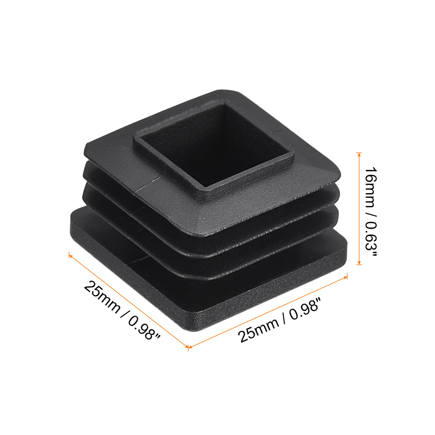 uxcell Uxcell 4Pcs 25mmx25mm(0.98inch) Plastic Tubing Plug Square Post End Caps Black