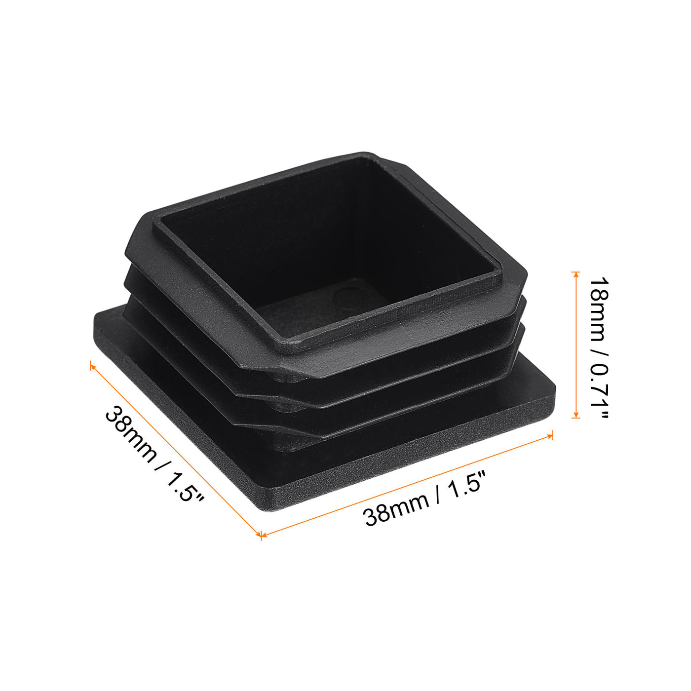 uxcell Uxcell 4Pcs 38mmx38mm(1.5inch) Plastic Tubing Plug Square Post End Caps Black