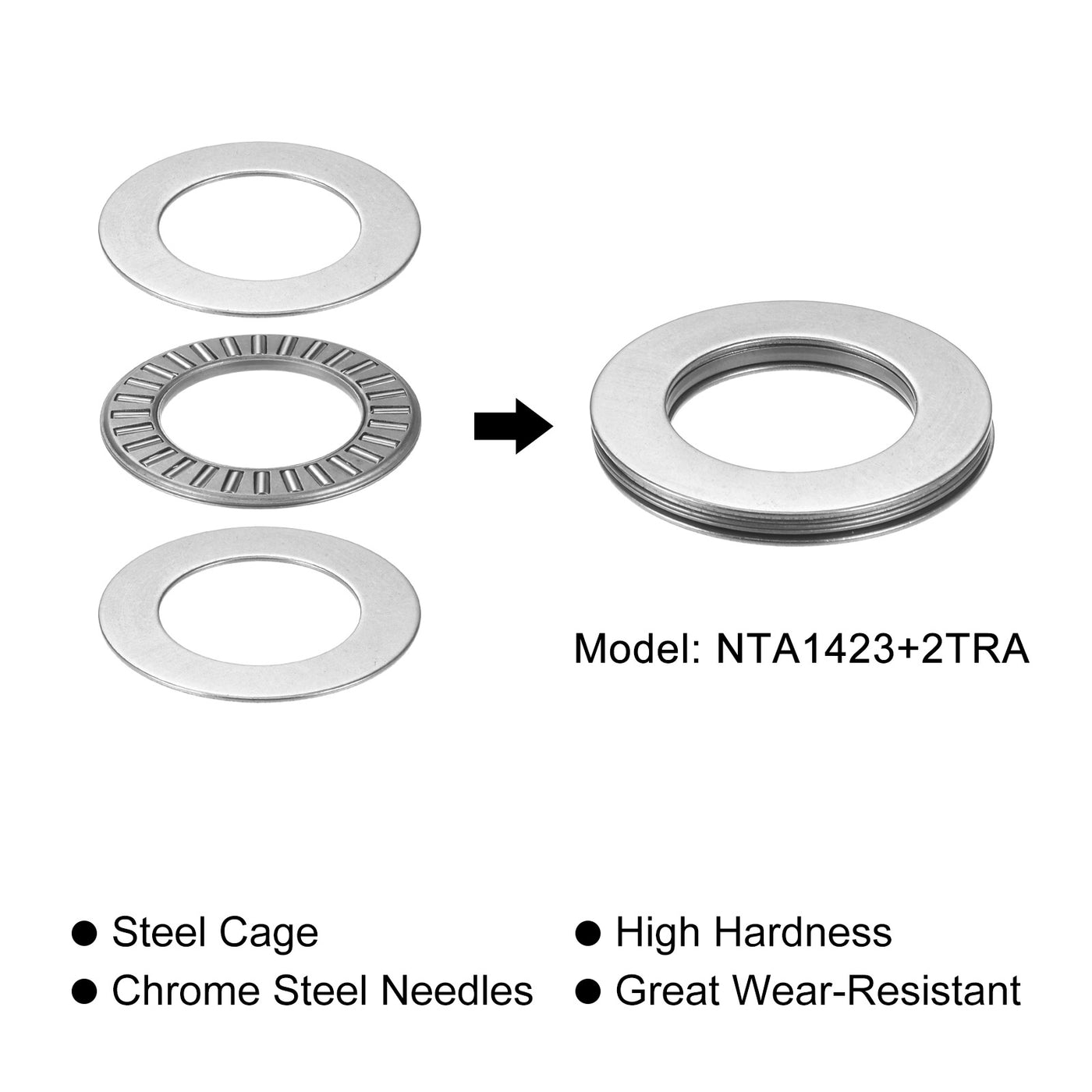 uxcell Uxcell NTA1423 Thrust Needle Roller Bearings 7/8"x1-7/16"x5/64" with Washers 10pcs