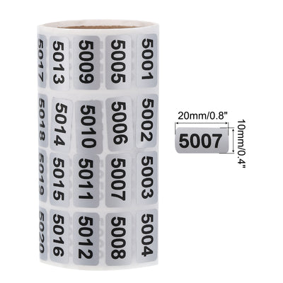 Harfington 5001 to 6000 Consecutive Number Stickers Inventory Label Black Numbers for Office Warehouse Numbering Classification, Total 2000pcs