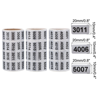 Harfington Consecutive Number Stickers, 3001 to 4000, 4001 to 5000, 5001 to 6000 Inventory Label Numbers for Office Warehouse Numbering, Total 3000pcs