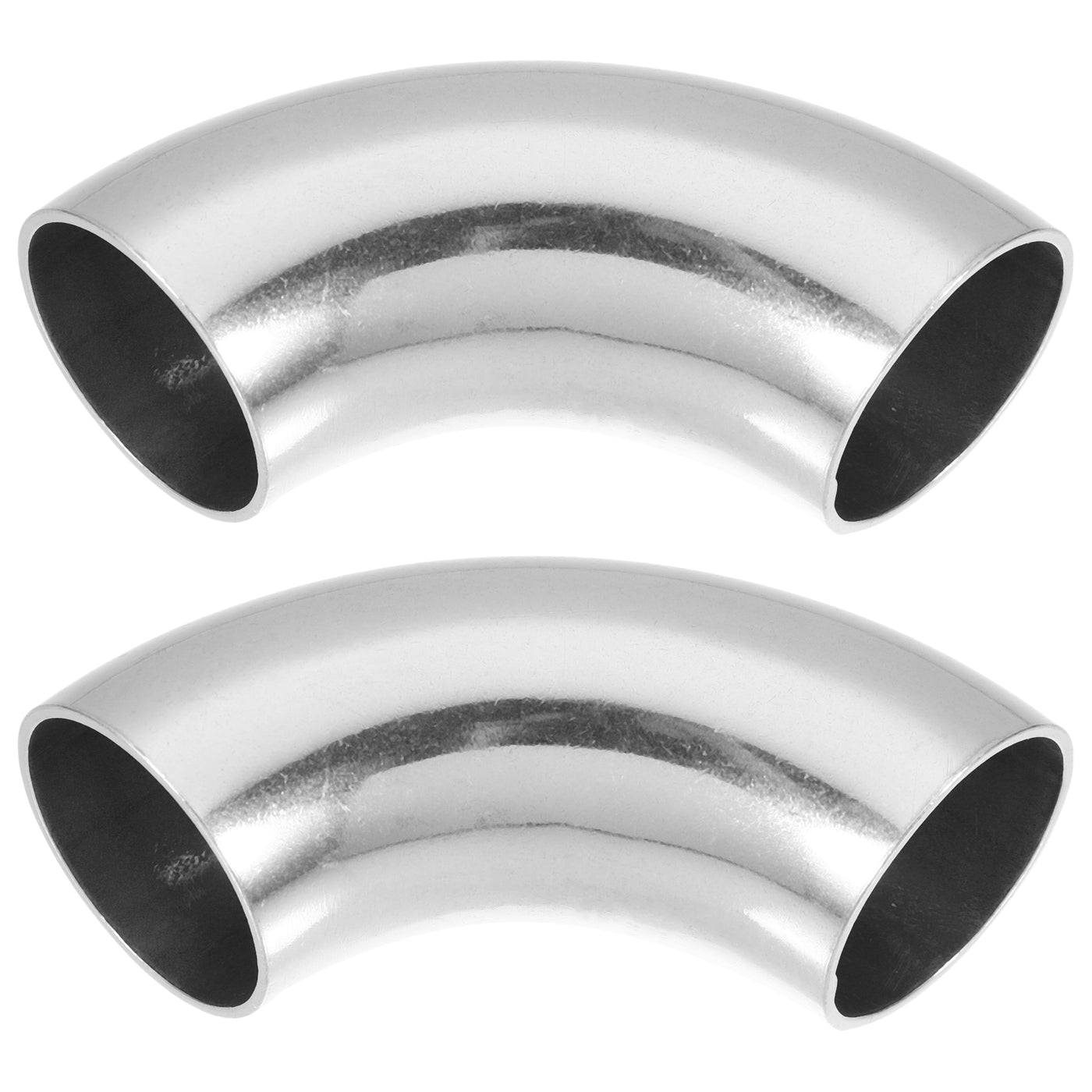 uxcell Uxcell 2pcs 90 Degree SS304 Stainless Steel Bend Tube Exhaust Elbow Pipe for Car Modified Exhaust System 3.94" Arc Length Piping Silver Tone