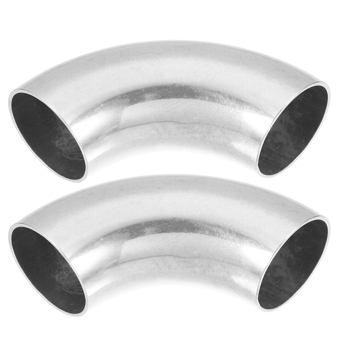 uxcell Uxcell 2pcs 90 Degree SS304 Stainless Steel Bend Tube Exhaust Elbow Pipe for Car Modified Exhaust System 3.94" Arc Length Piping Silver Tone