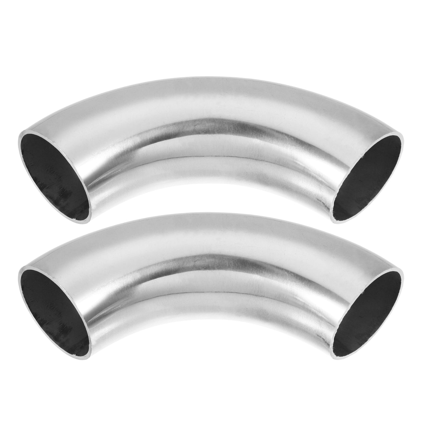 uxcell Uxcell 2pcs 90 Degree SS304 Stainless Steel Bend Tube Exhaust Elbow Pipe for Car Modified Exhaust System 0.06" Wall Thickness Piping Silver Tone