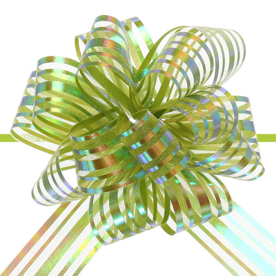 Harfington 5pcs 6 Inch Large Organza Pull Bow Metallic Chiffon Gift Wrapping Bows Ribbon Lawn Green for Wedding Presents Baskets Christmas