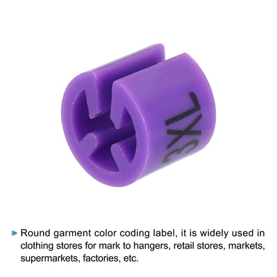 Harfington Clothes Hanger Marker 3XL Size Tag Purple Fit 3.5mm Rod for Garment Clothing Color Coding, Pack of 150